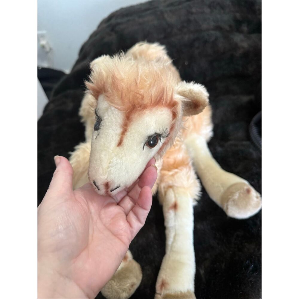 Vintage Chosun Camel Plush Toy –Floppy Long Legs, Curly Fur, Rare Stuffed Animal